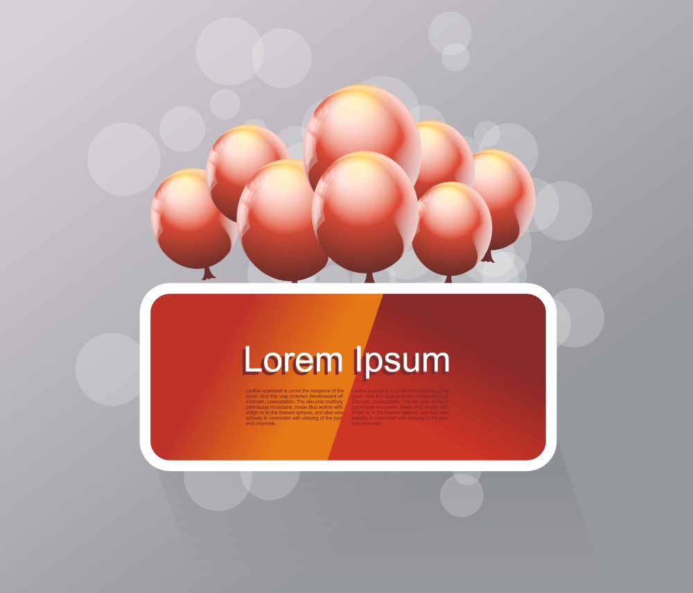 Bright banner with red ballons.Vector.