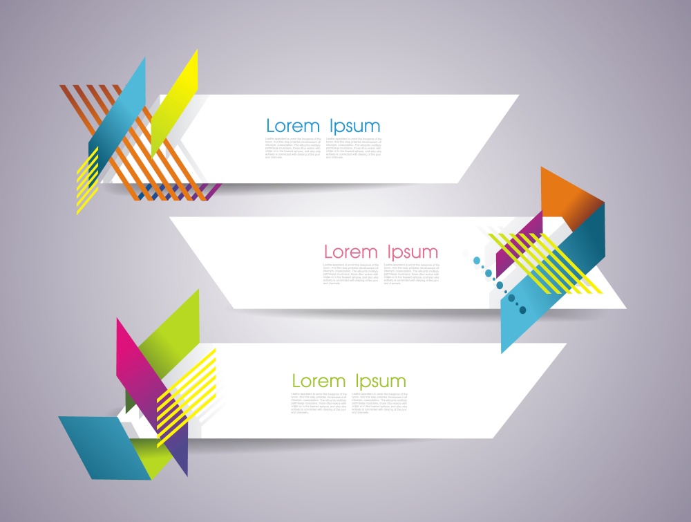 Info banners with geometric simple shapes, abstract design, vector.