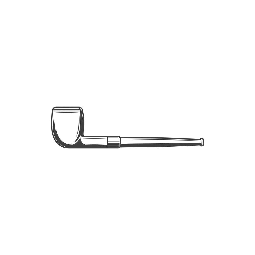Smoking pipe isolated monochrome icon. Vector tobacco-pipe with powder, long handle. Tobacco-pipe with powder isolated smoking pipe