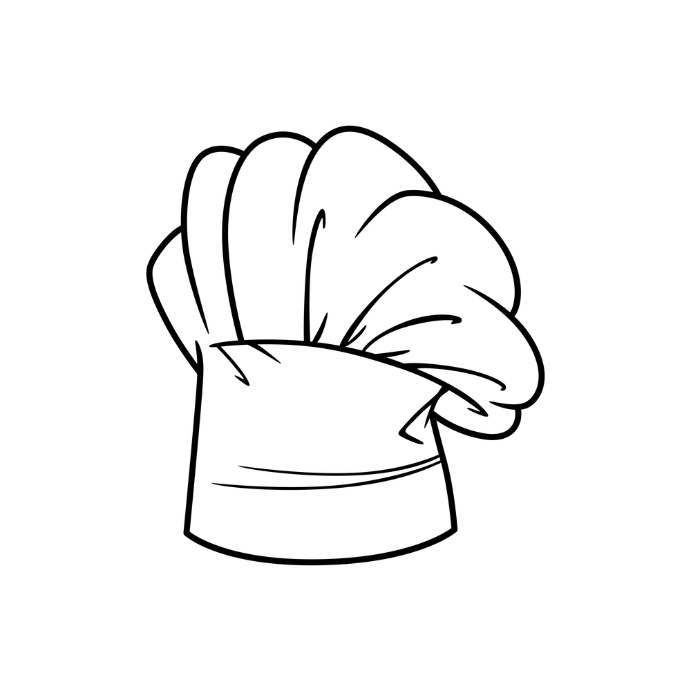 Baker hat isolated outline icon. Vector linear chefs cap, kitchener headdress. White chef cook hat isolated linear icon