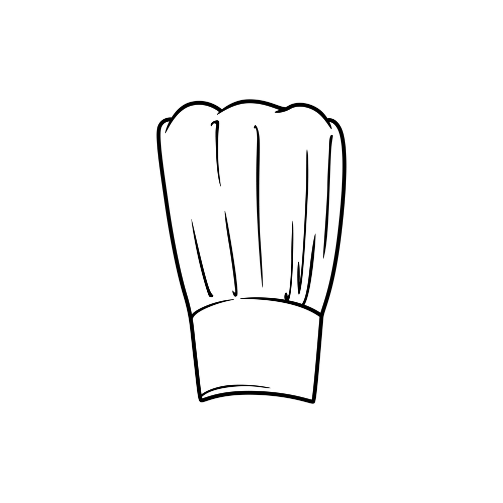 Chef hat isolated linear icon. Vector traditional chef-cook cap with folds, baker headwear. Baker kitchen worker headdress, chef-cook hat