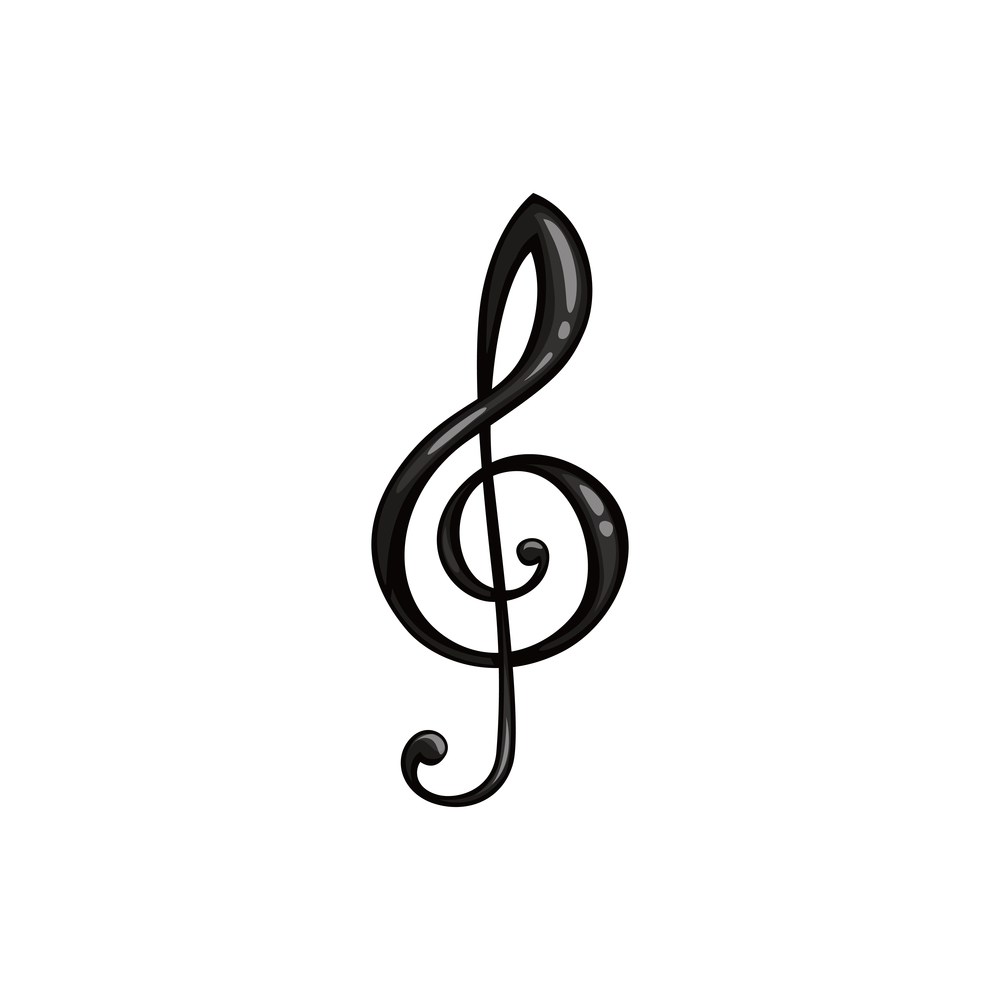 Musical note sign isolated vector treble clef. Vector G-clef thin line, music concept. Treble clef icon isolated musical note template