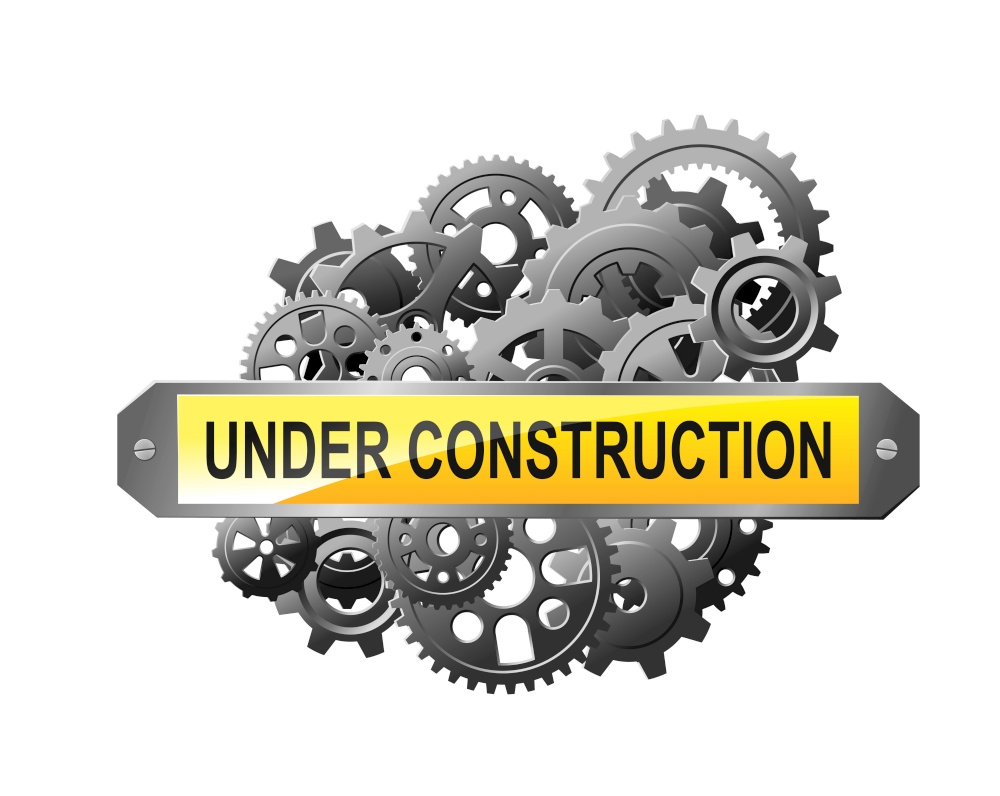 Under construction web page with gears and pinions for website reconstruction image