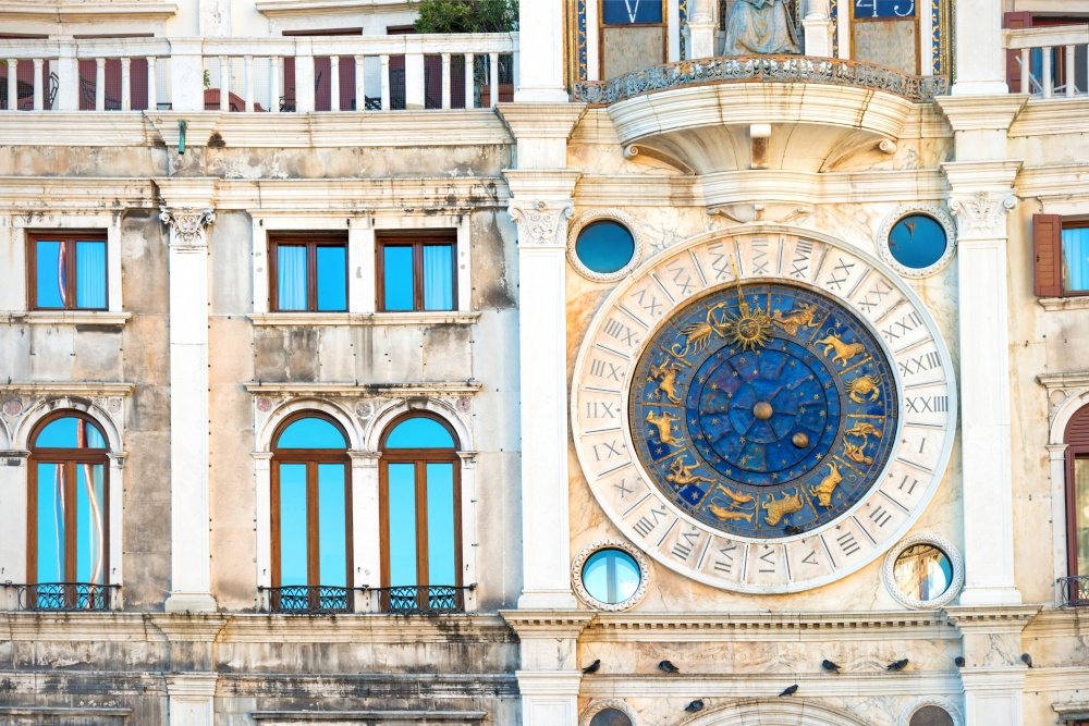 Clock on St Mark&rsquo;s Clocktower in Venice