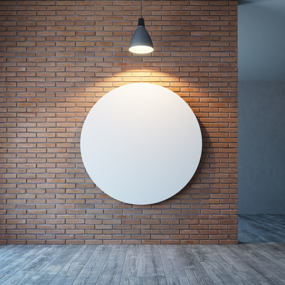 empty room with brick wall and lighting, 3d rendering