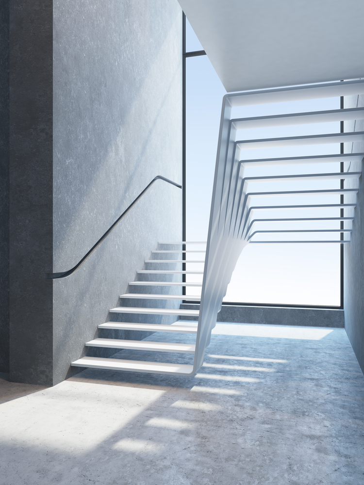 modern stairs in penthouse, 3d rendering