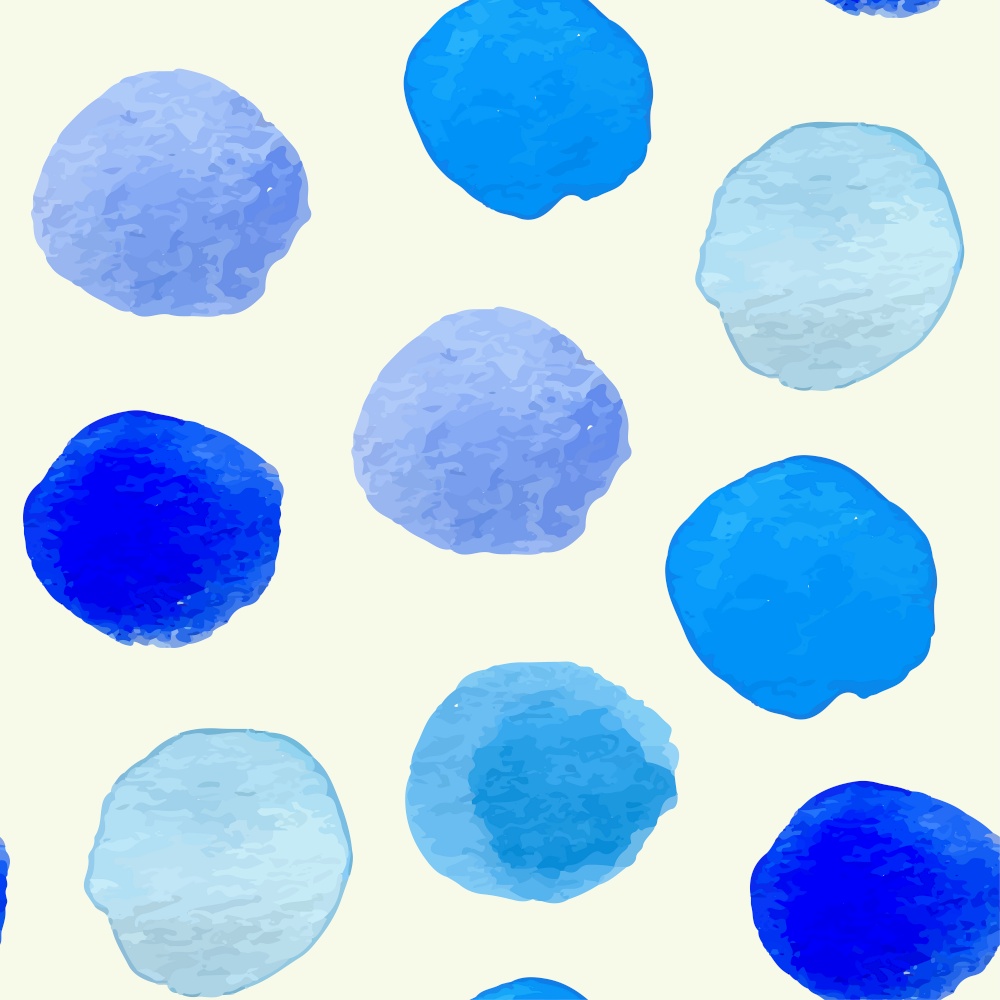 Decorative blue abstract watercolor seamless pattern with round blobs