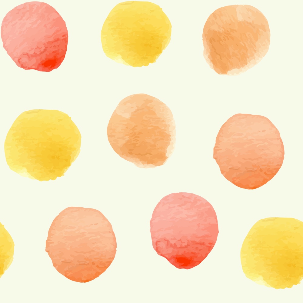 Decorative abstract watercolor seamless pattern with orange and yellow round blobs