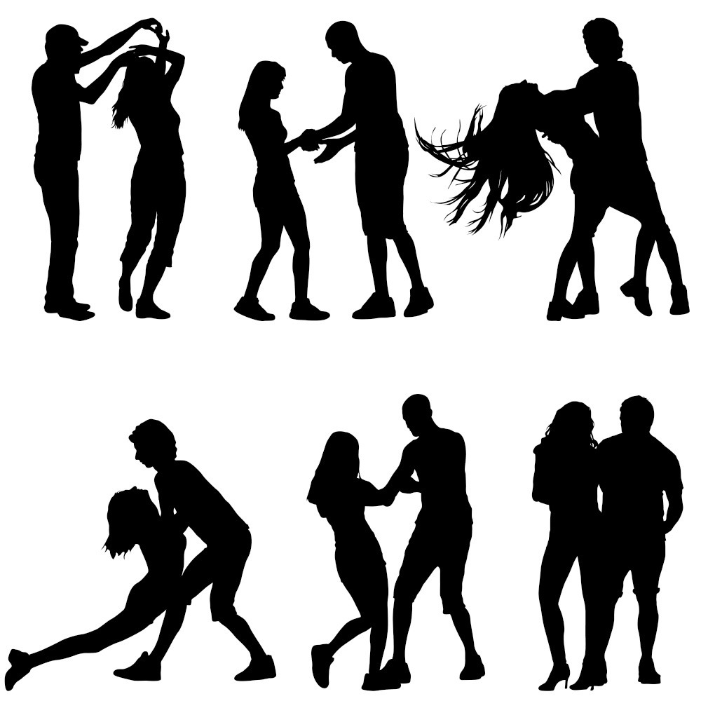 Black set silhouettes Dancing on white background. Vector illustration.. Black set silhouettes Dancing on white background. Vector illustration