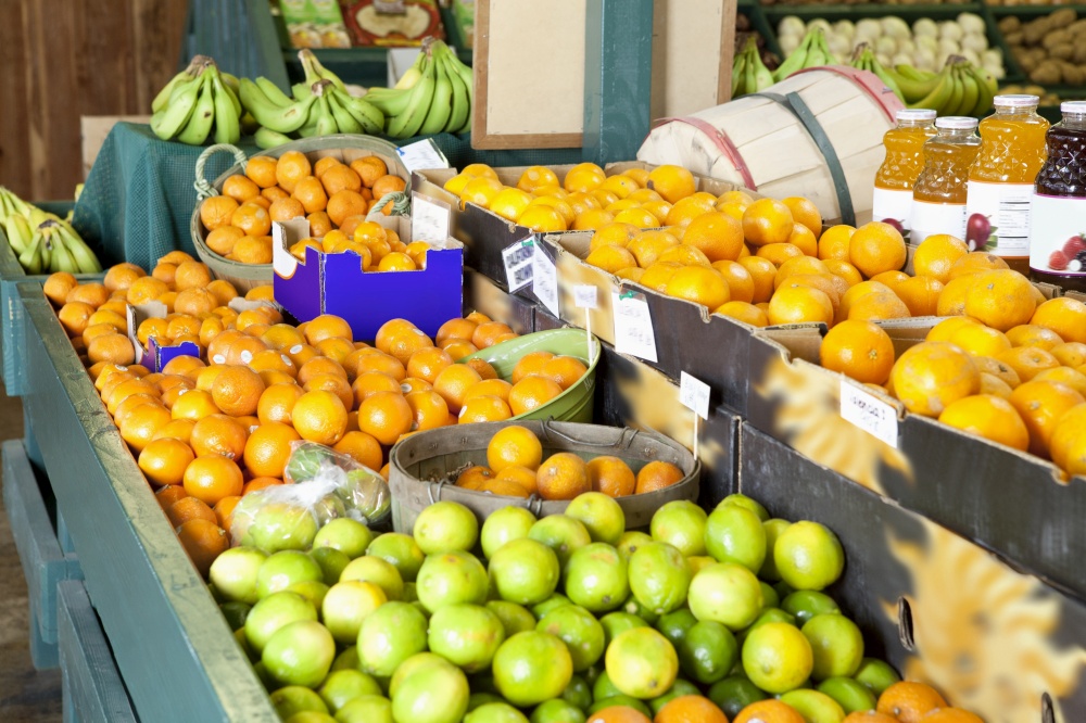 Close-up of fresh fruits on display in market