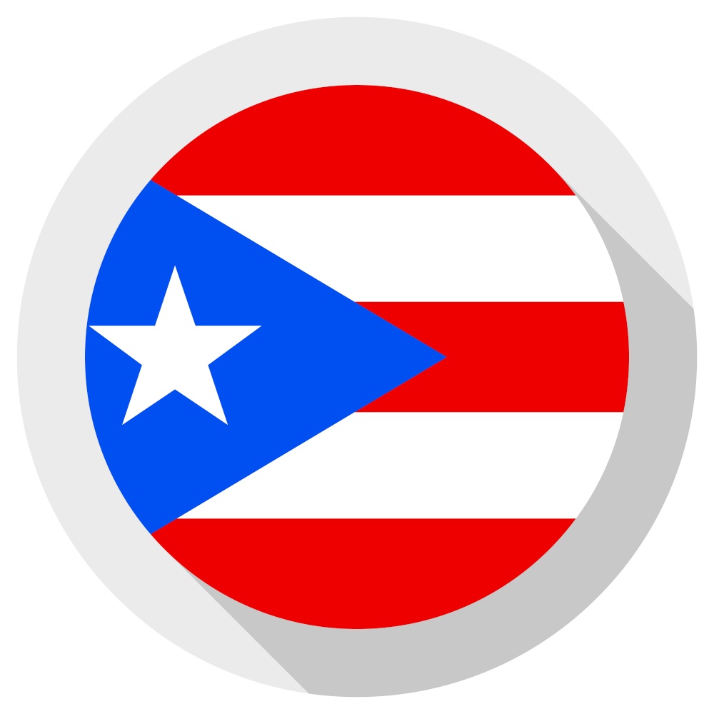 Flag of puerto rico, Round shape icon on white background, vector illustration
