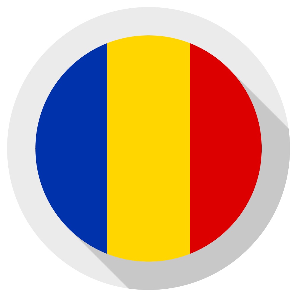 Flag of Romania, Round shape icon on white background, vector illustration
