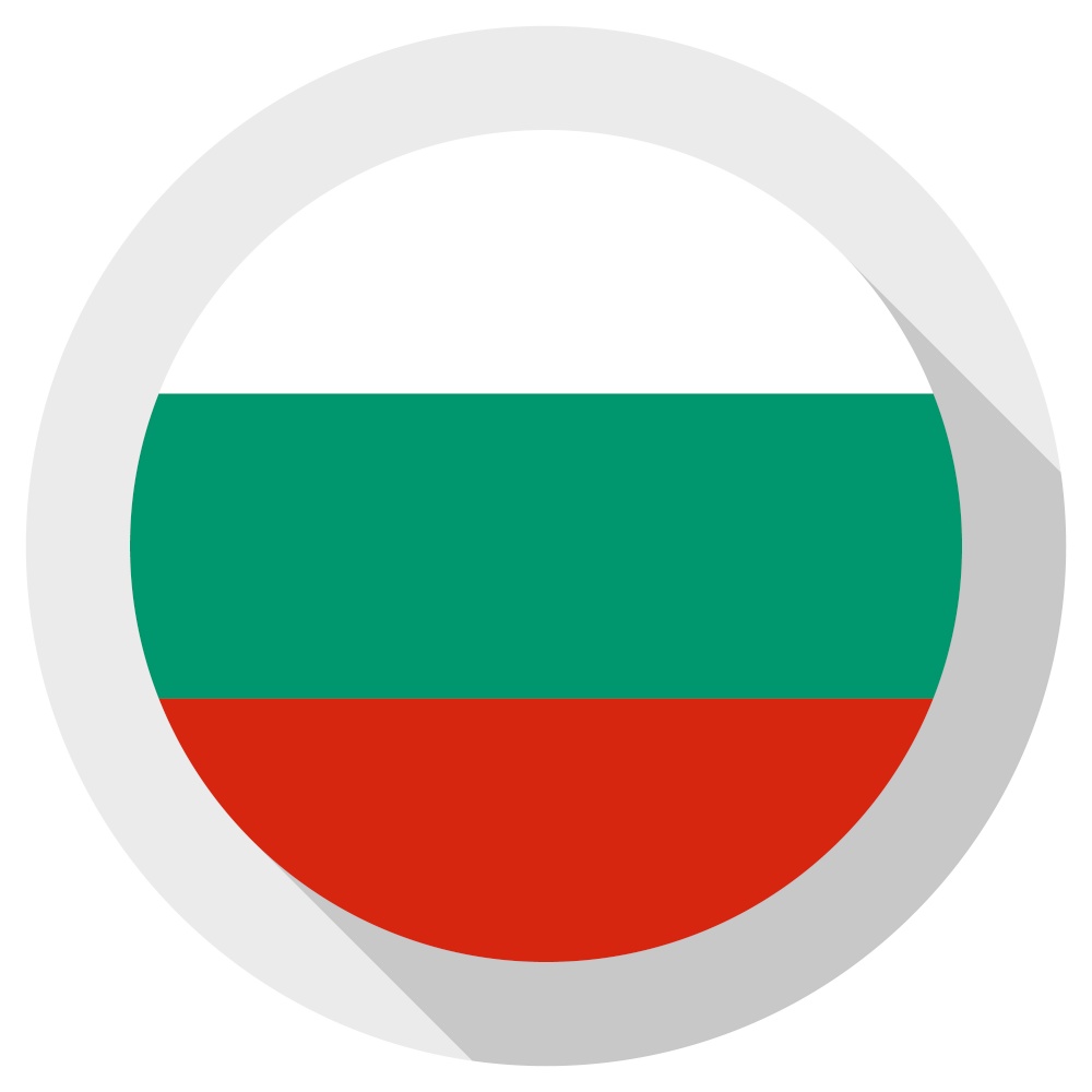 Flag of Bulgaria, Round shape icon on white background, vector illustration