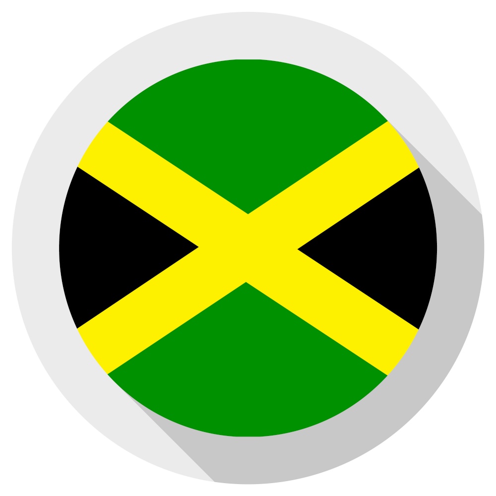 Flag of Jamaica, Round shape icon on white background, vector illustration