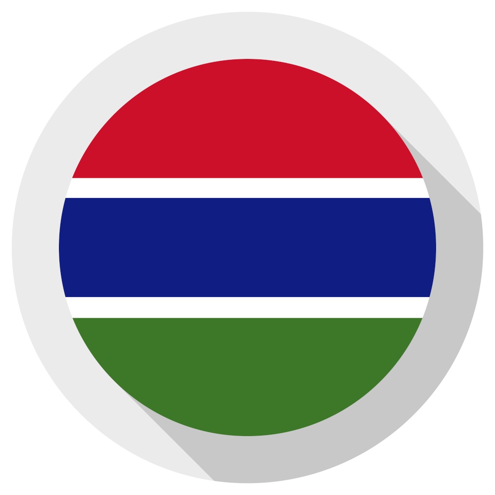 Flag of Gambia, Round shape icon on white background, vector illustration