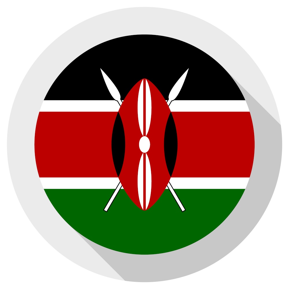 Flag of Kenya, Round shape icon on white background, vector illustration
