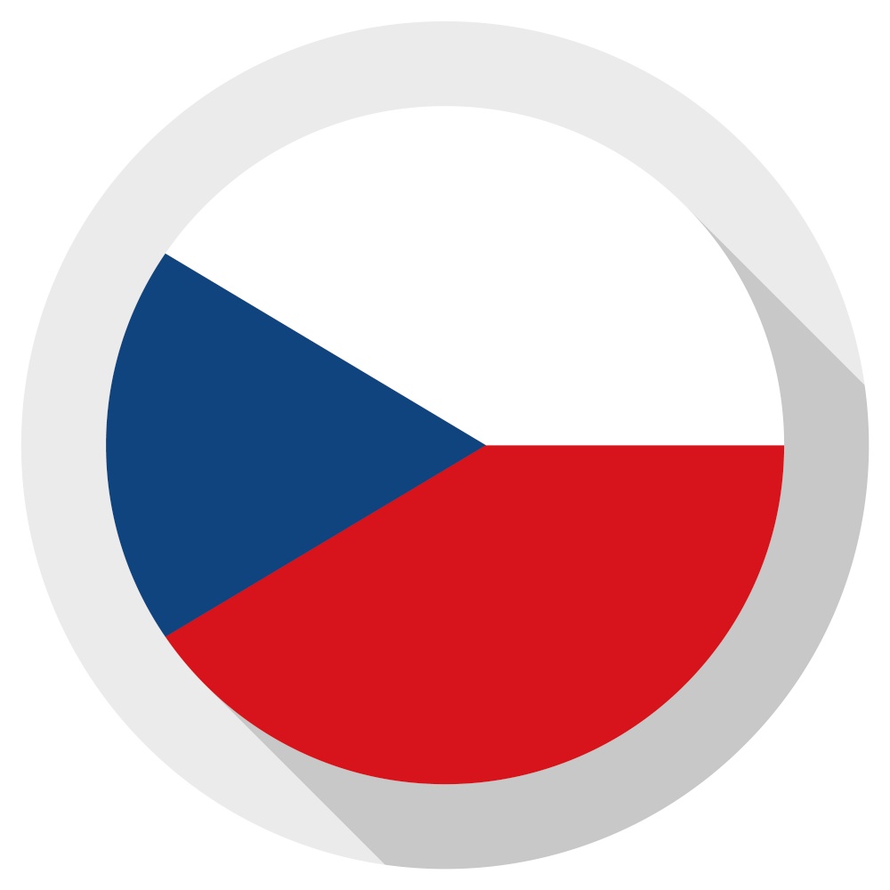 Flag of Czech Republic, Round shape icon on white background, vector illustration