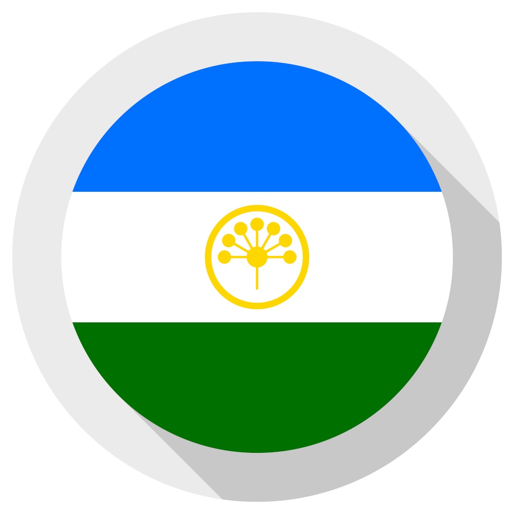 Flag of Bashkortostan, Round shape icon on white background, vector illustration