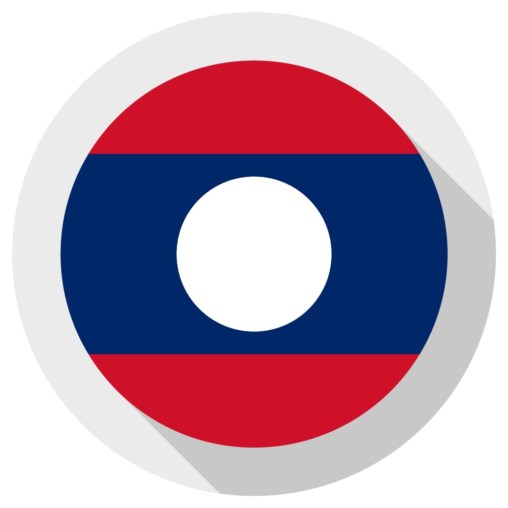 Flag of laos, Round shape icon on white background, vector illustration