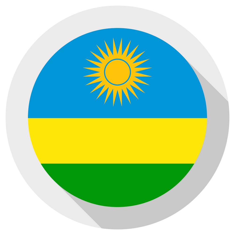Flag of rwanda, Round shape icon on white background, vector illustration