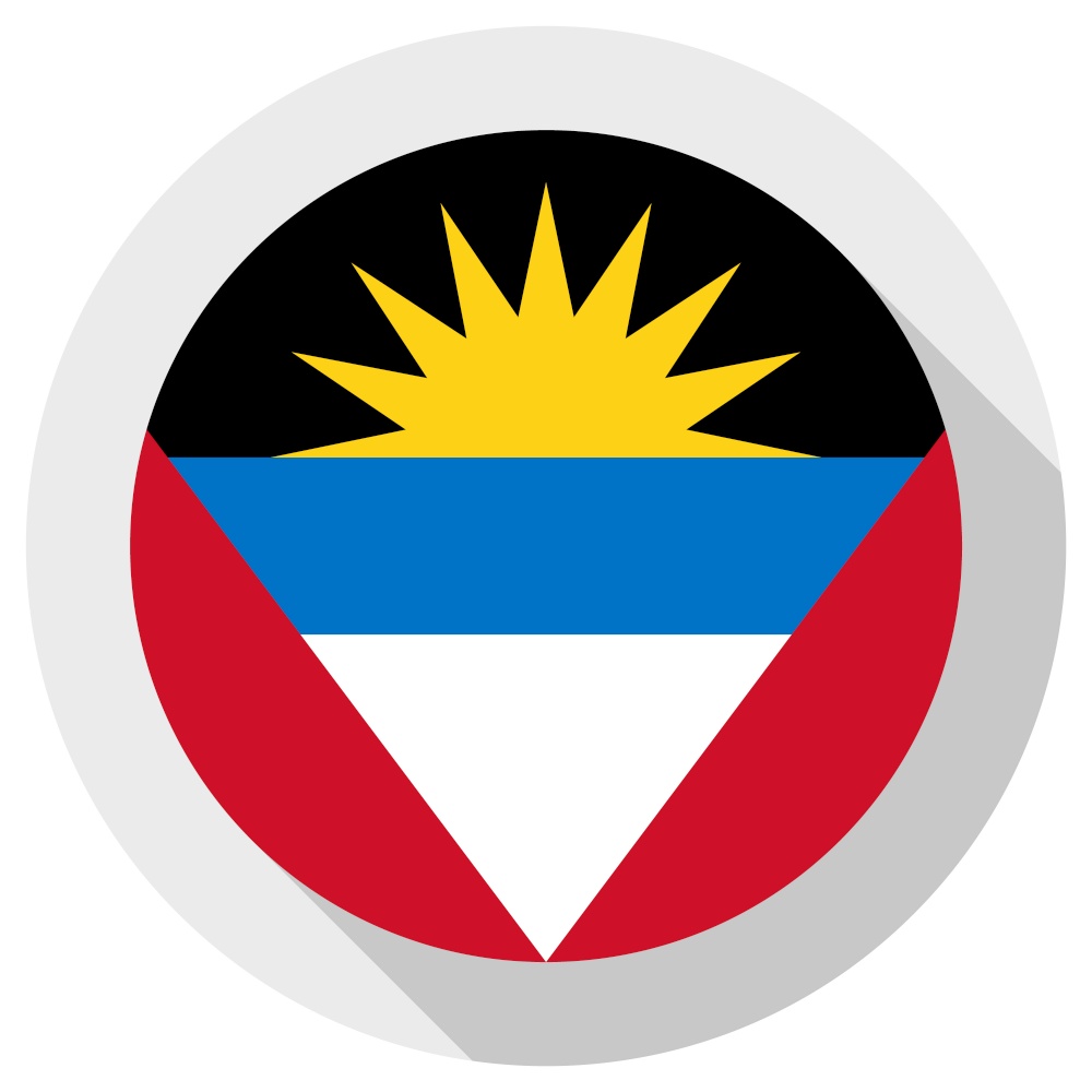 Flag of Antigua and barbuda, Round shape icon on white background, vector illustration