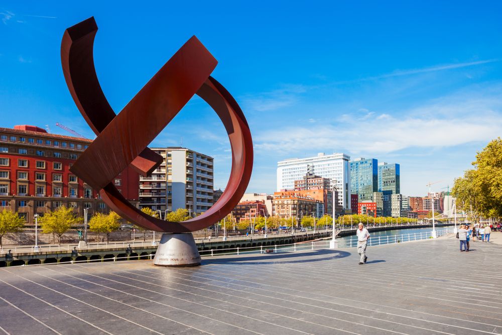 Monument Escultura Variante Ovoide de la Desocupacion de la Esfera in Bilbao, Spain