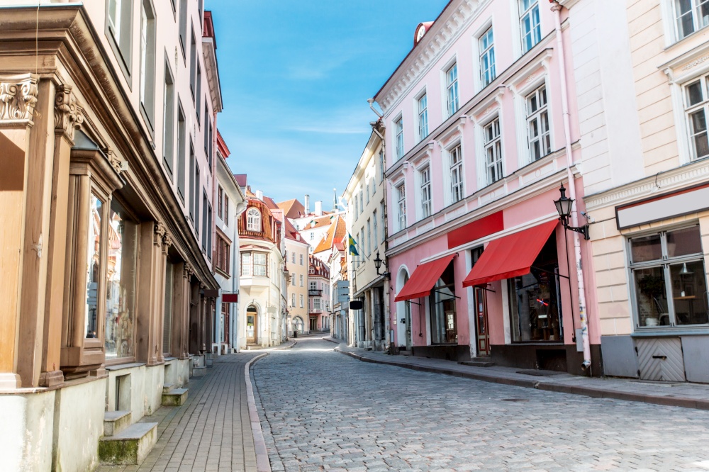architecture and urban concept - empty street of Tallinn city old town. empty street of Tallinn city old town