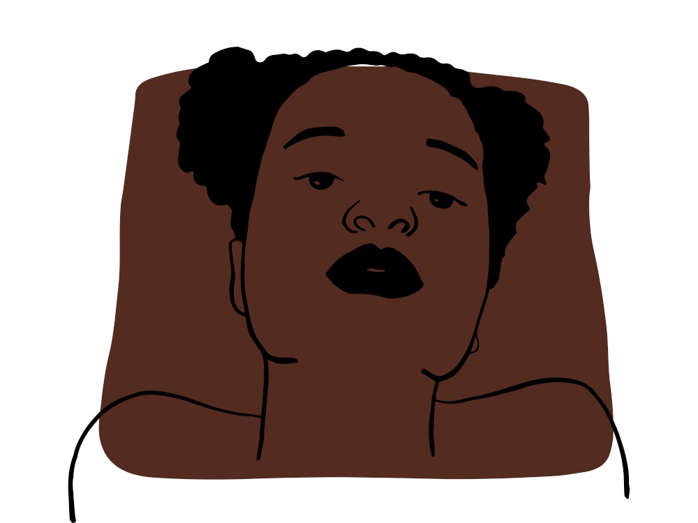 Hand draw outline portrait of african black woman with dark bown sample color. Abstract colletion of different people and skin tones. Diversity concept