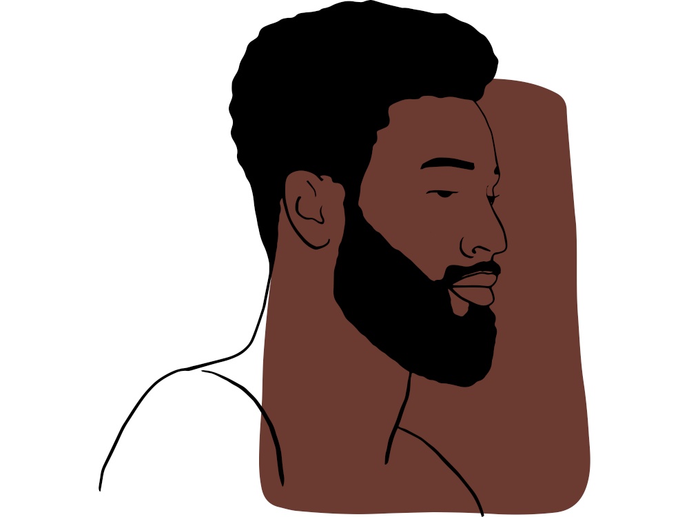 Hand draw outline portrait of african black man with bown sample color. Abstract colletion of different people and skin tones. Diversity concept