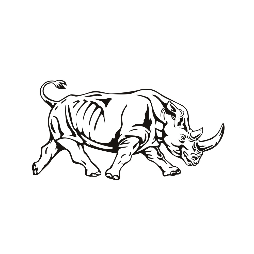 Retro woodcut style illustration of a white rhinoceros or square-lipped rhinoceros, the largest extant species of rhinoceros, running and charging side view on isolated background in black and white.. Northern White Rhinoceros or Square-Lipped Rhinoceros Charging Side View Retro Woodcut Black and White