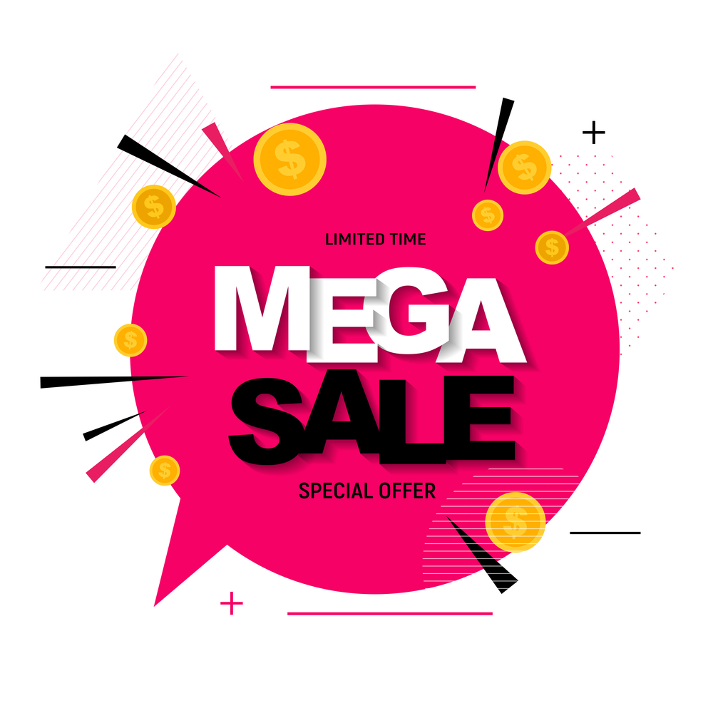 Abstract mega sale poster with gold dollar coins. Vector illustration EPS10. Abstract mega sale poster with gold dollar coins. Vector illustration