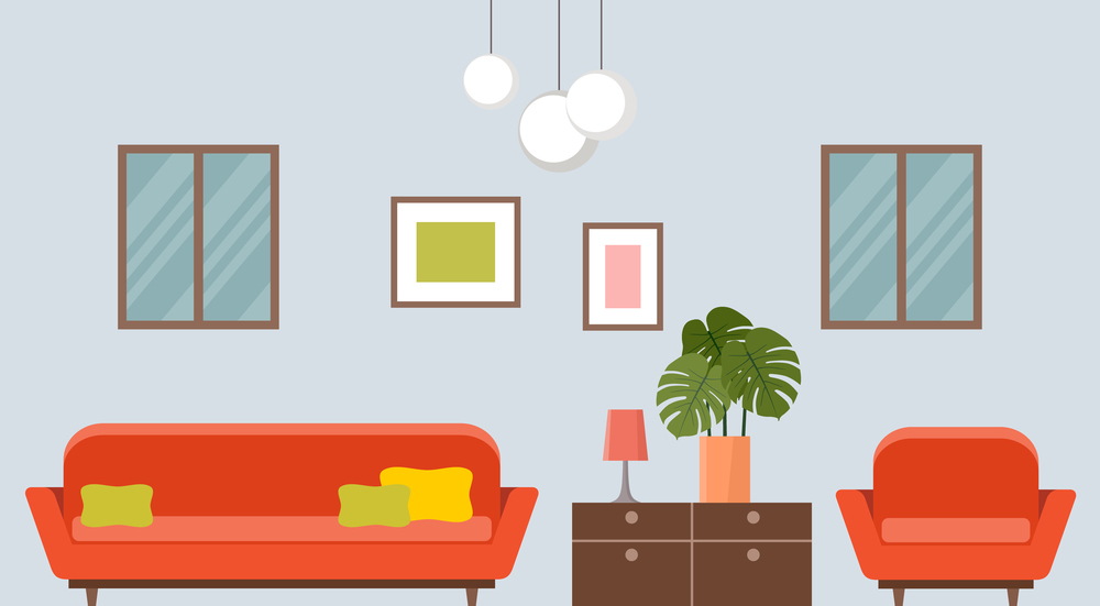 The interior of the living room. Vector illustration