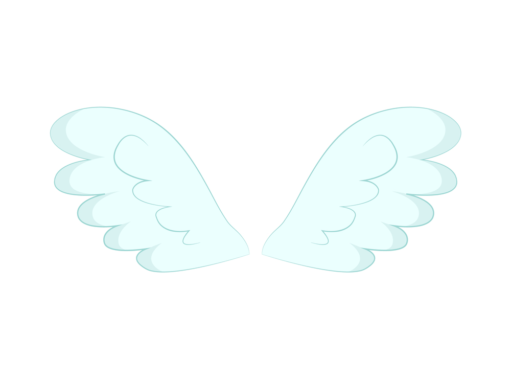 Valentines day or Christmas decor, angel wings of white feather vector. Flight and cupid or butterfly accessory, holy spirit, fantastic or mythical creature detail. Angel Wings of White Feathers Isolated Object