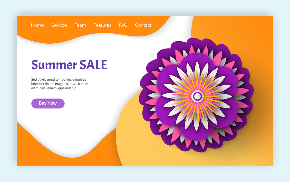 Papercut 3d flower, summer discount and spring sale vector, flowers and blossom brochure with information about clearance, sales and special offers from shops. Website or landing page flat style. Summer and Spring Sale and Discounts Websites