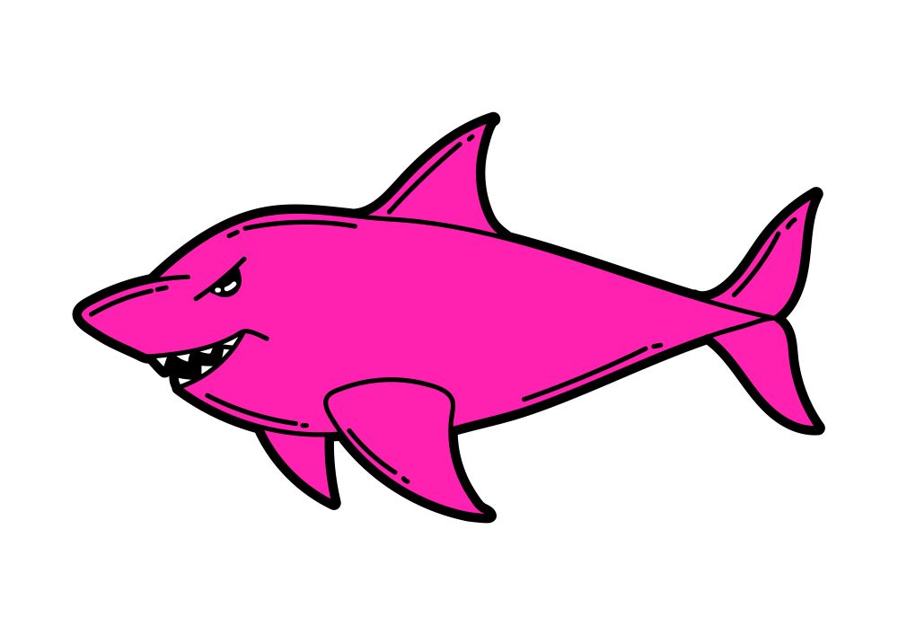 Illustration of cartoon shark. Urban colorful teenage creative image. Fashion symbol in modern comic style.. Illustration of cartoon shark. Urban colorful teenage creative image.