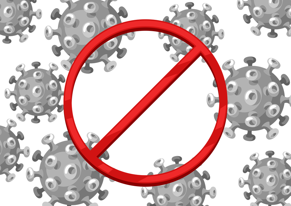 Stop Covid-19. Background with coronavirus molecule. Illustration of new virus symbol. Global pandemic.. Stop Covid-19. Background with coronavirus molecule.