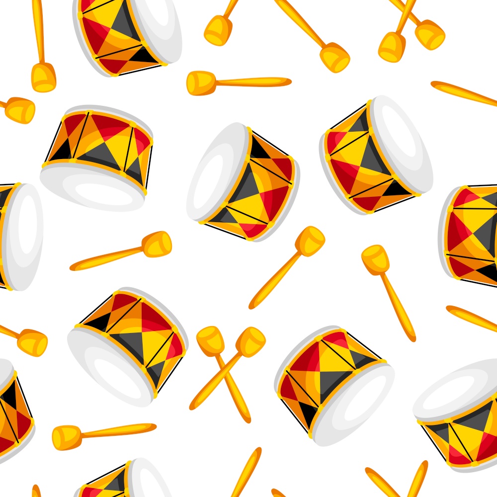 Seamless pattern with carnival drums. Illustration for parties, traditional holiday or festival.. Seamless pattern with carnival drums.