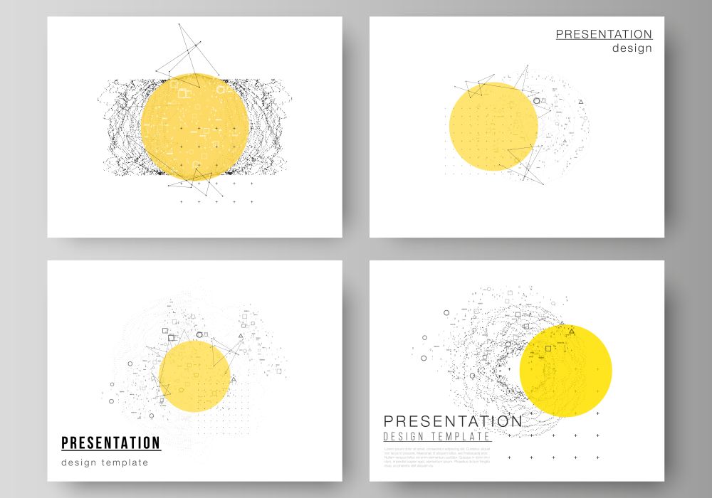 The minimalistic abstract vector illustration layout of the presentation slides design business templates. Science or technology 3d background with dynamic particles. Chemistry and science concept. The minimalistic abstract vector illustration layout of the presentation slides design business templates. Science or technology 3d background with dynamic particles. Chemistry and science concept.