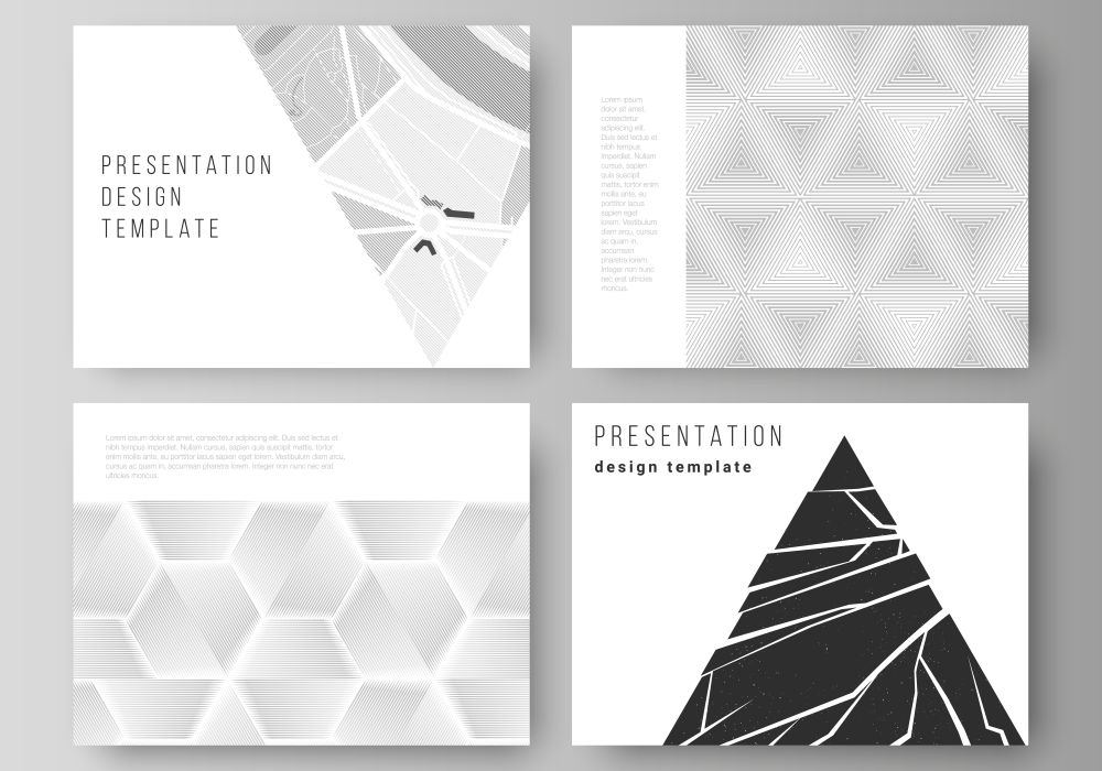 Minimalistic abstract vector of the editable layout of the presentation slides design business templates. Abstract geometric triangle design background using different triangular style patterns.. The minimalistic abstract vector illustration layout of the presentation slides design business templates. Abstract geometric triangle design background using different triangular style patterns.