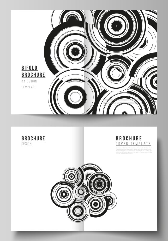 Vector layout of two A4 format modern cover mockups design templates for bifold brochure, flyer, booklet, report. Geometric abstract background in minimalistic flat style with dynamic composition. Vector layout of two A4 format modern cover mockups design templates for bifold brochure, flyer, booklet, report. Geometric abstract background in minimalistic flat style with dynamic composition.