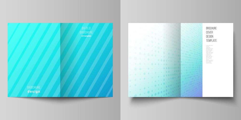 Vector layout of two A4 format modern cover mockups design templates for bifold brochure, magazine, flyer, booklet, annual report. Abstract geometric pattern with colorful gradient business background.. Vector layout of two A4 format modern cover mockups design templates for bifold brochure, magazine, flyer, booklet, annual report. Abstract geometric pattern with colorful gradient business background
