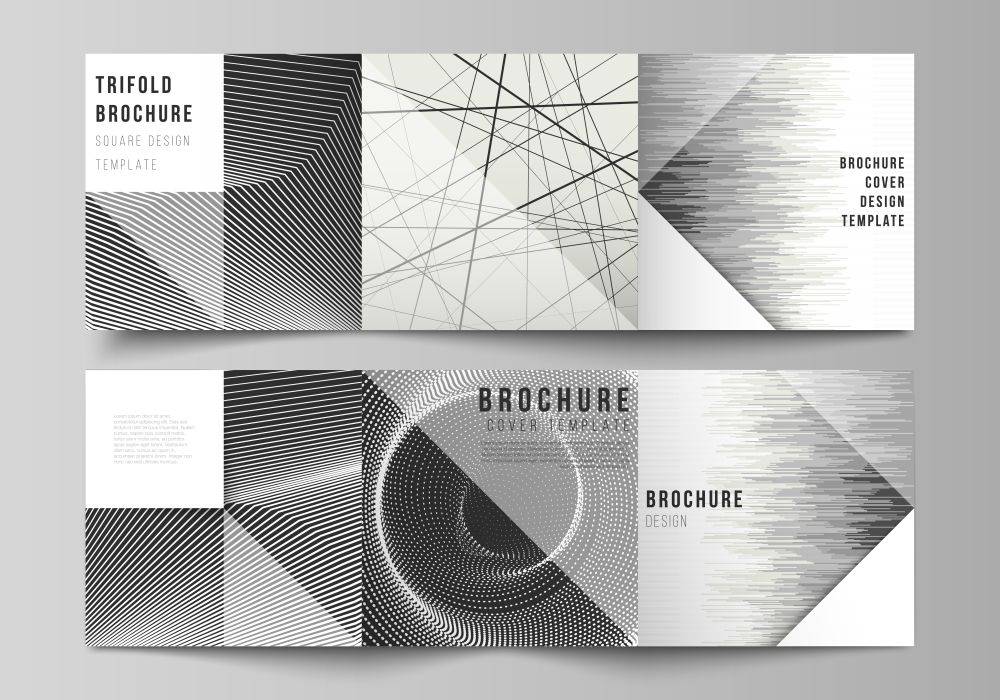 Vector layout of square format covers design templates for trifold brochure, flyer, magazine. Geometric abstract technology background, futuristic science technology concept for minimalistic design. Vector layout of square format covers design templates for trifold brochure, flyer, magazine. Geometric abstract technology background, futuristic, science, technology concept for minimalistic design.