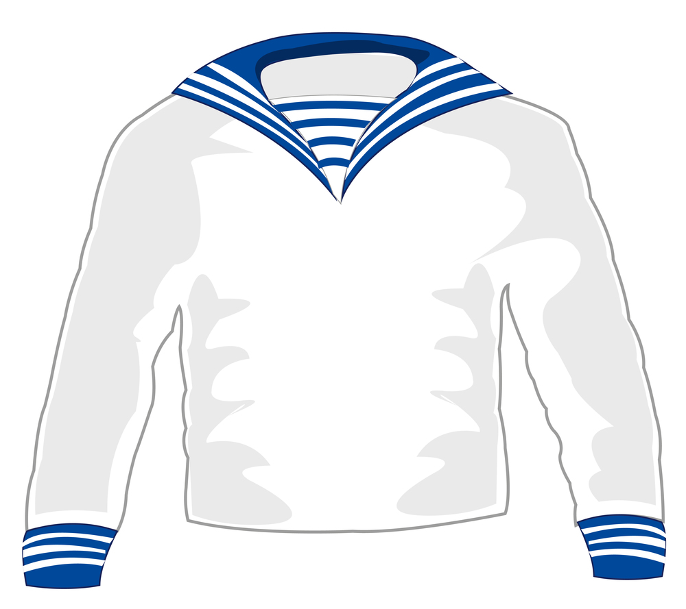 Vector illustration of the upper cloth of the sailor. Cloth of the sailor on white background is insulated