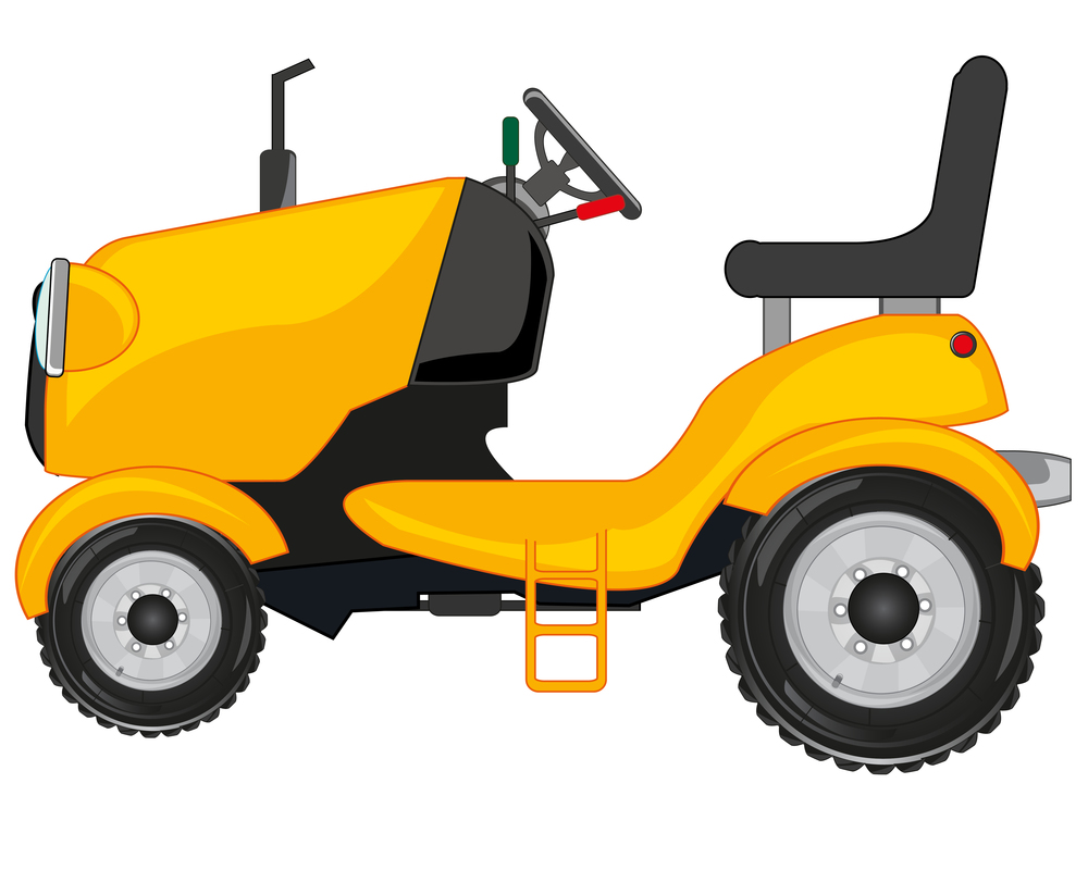 Vector illustration cartoon transport facility mini tractor for garden. Tractor garden on white background is insulated