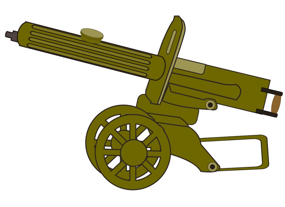 Vector illustration of the outdated soviet machine gun of the timeses of the civil war. Old-time soviet machine gun max vector illustration
