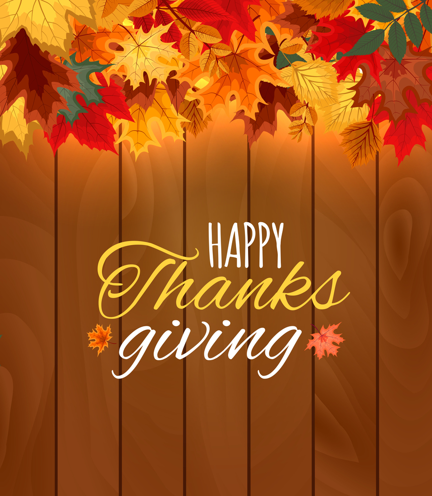 Happy Thanksgiving Day Vector Illustration Autumn Background with Falling Autumn Leaves. EPS10. Happy Thanksgiving Day Vector Illustration Autumn Background with Falling Autumn Leaves