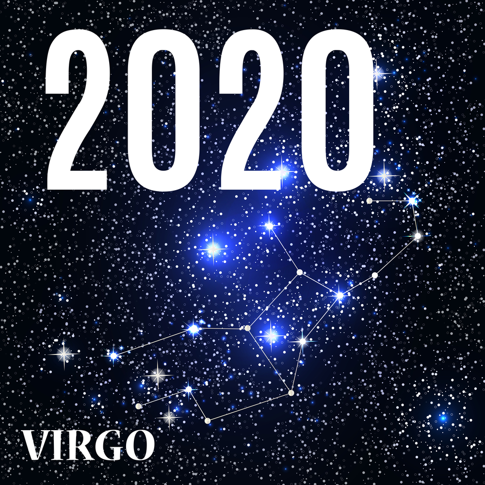 Symbol: Virgo Zodiac Sign with the New Year and Christmas 2020. Vector Illustration. EPS10. Symbol: Virgo Zodiac Sign with the New Year and Christmas 2020. Vector Illustration
