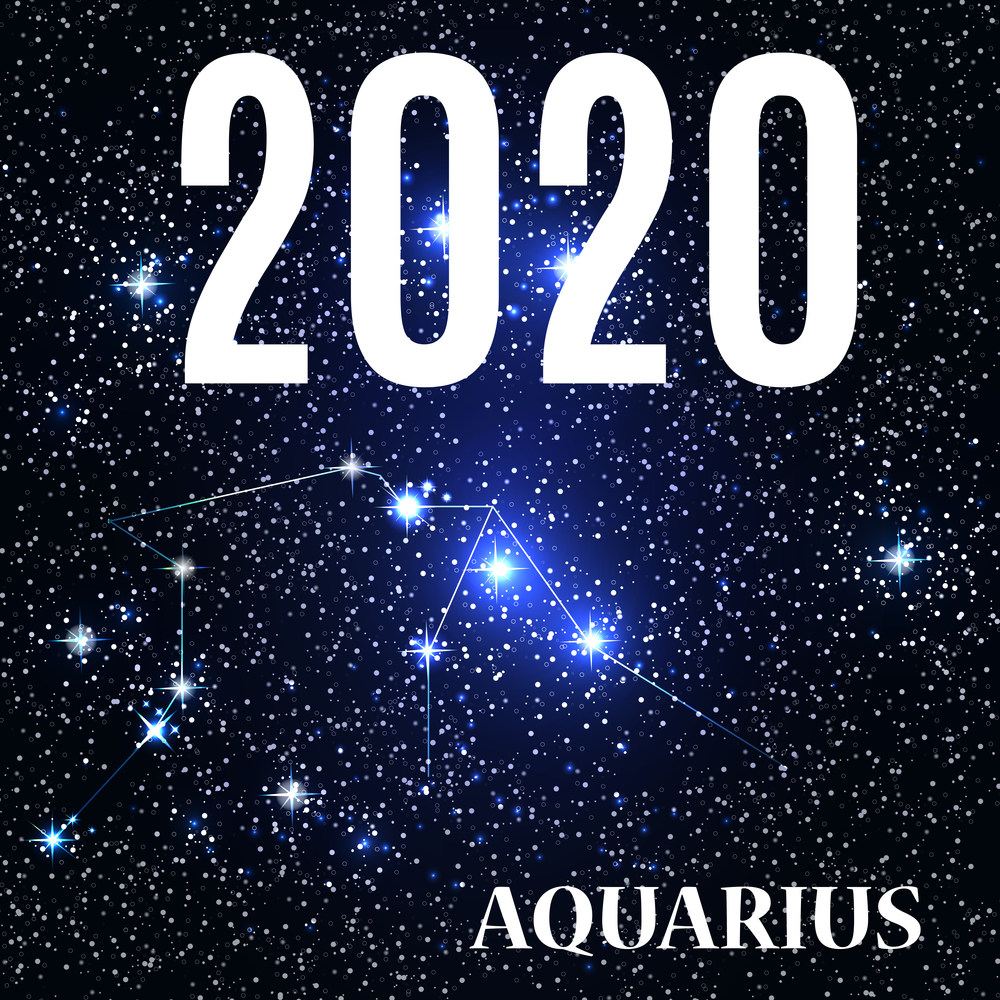 Symbol: Aquarius Zodiac Sign with the New Year and Christmas 2020. Vector Illustration. EPS10. Symbol: Aquarius Zodiac Sign with the New Year and Christmas 2020. Vector Illustration