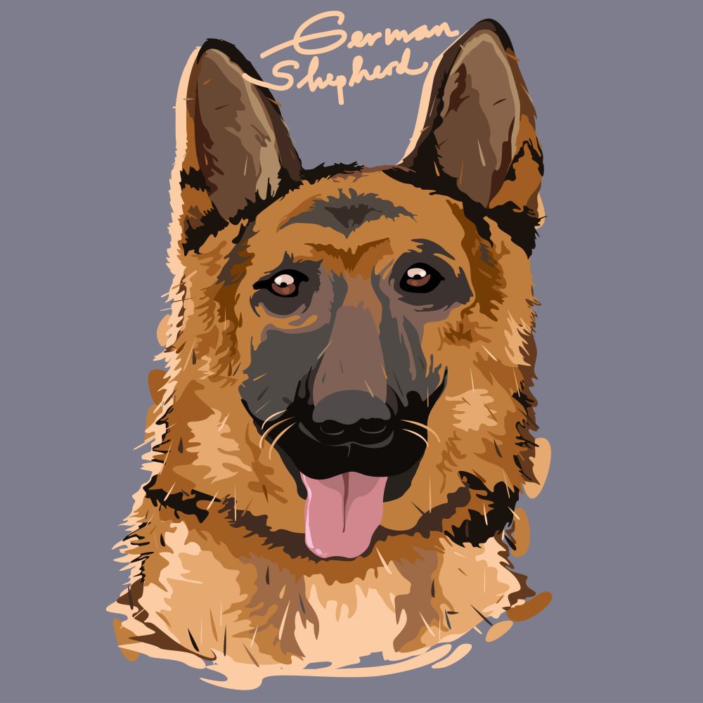 A vector illustration of German Shepherd Painting Poster