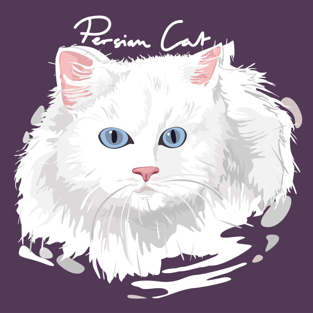 A vector illustration of Persian Cat Painting Poster